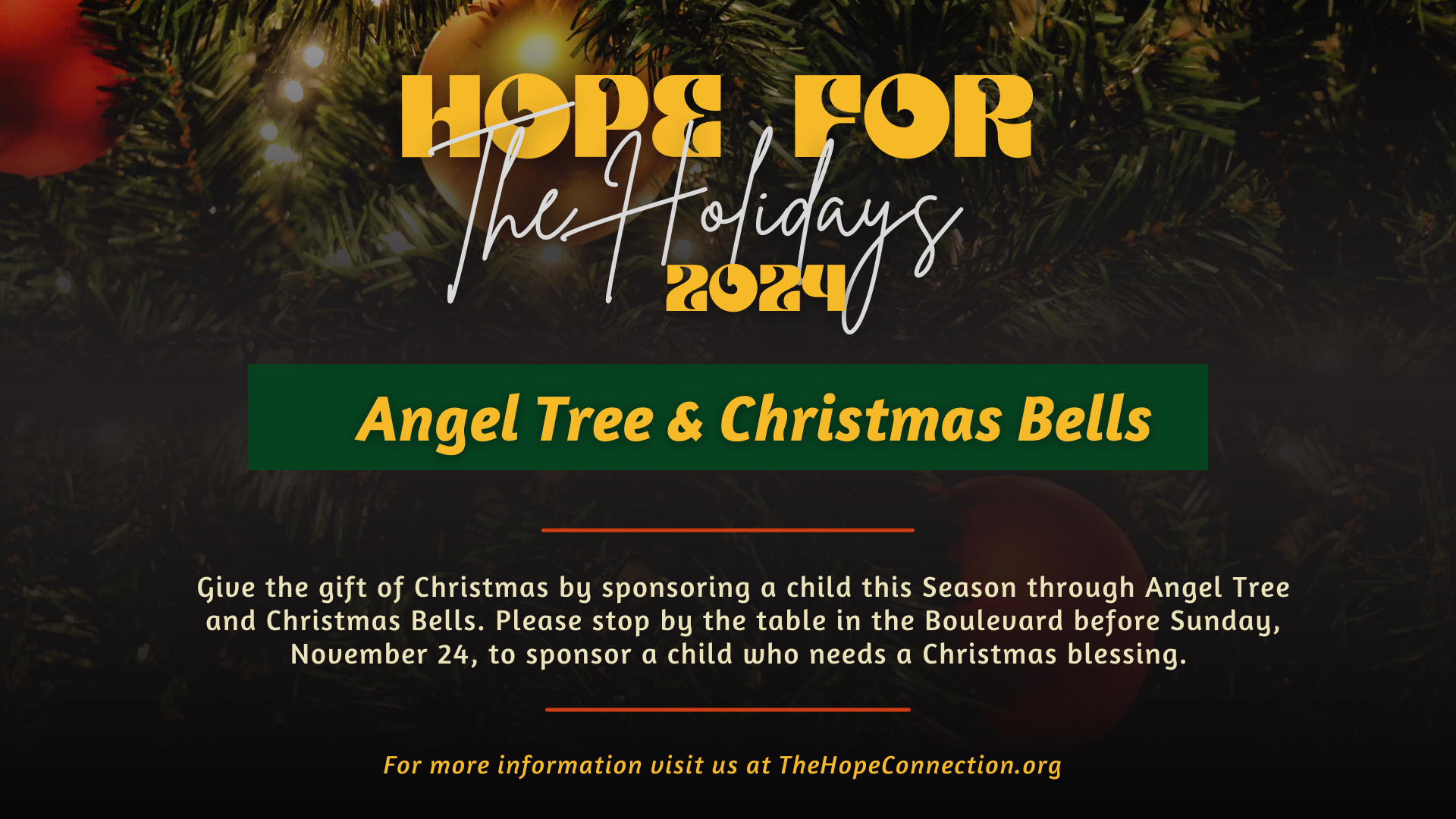 Hope for the Holidays 2024 - Angel Tree & Christmas Bells
